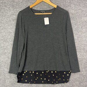 NEW J. Crew Mercantile Women's M Gray Layered‎ Folderover Sleeve Tunic Sweater